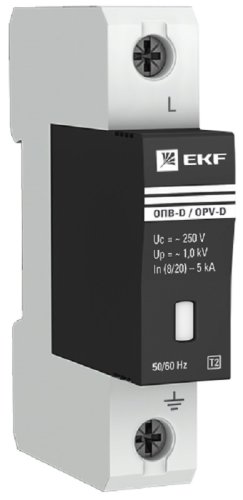 Ограничитель импульсных напряжений УЗИП EKF PROxima ОПВ-D 1п L-N классIII 5кА с NFC картинка